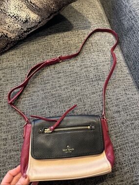 kate spade Colorblock Leather Crossbody - Black, Cream & Burgundy